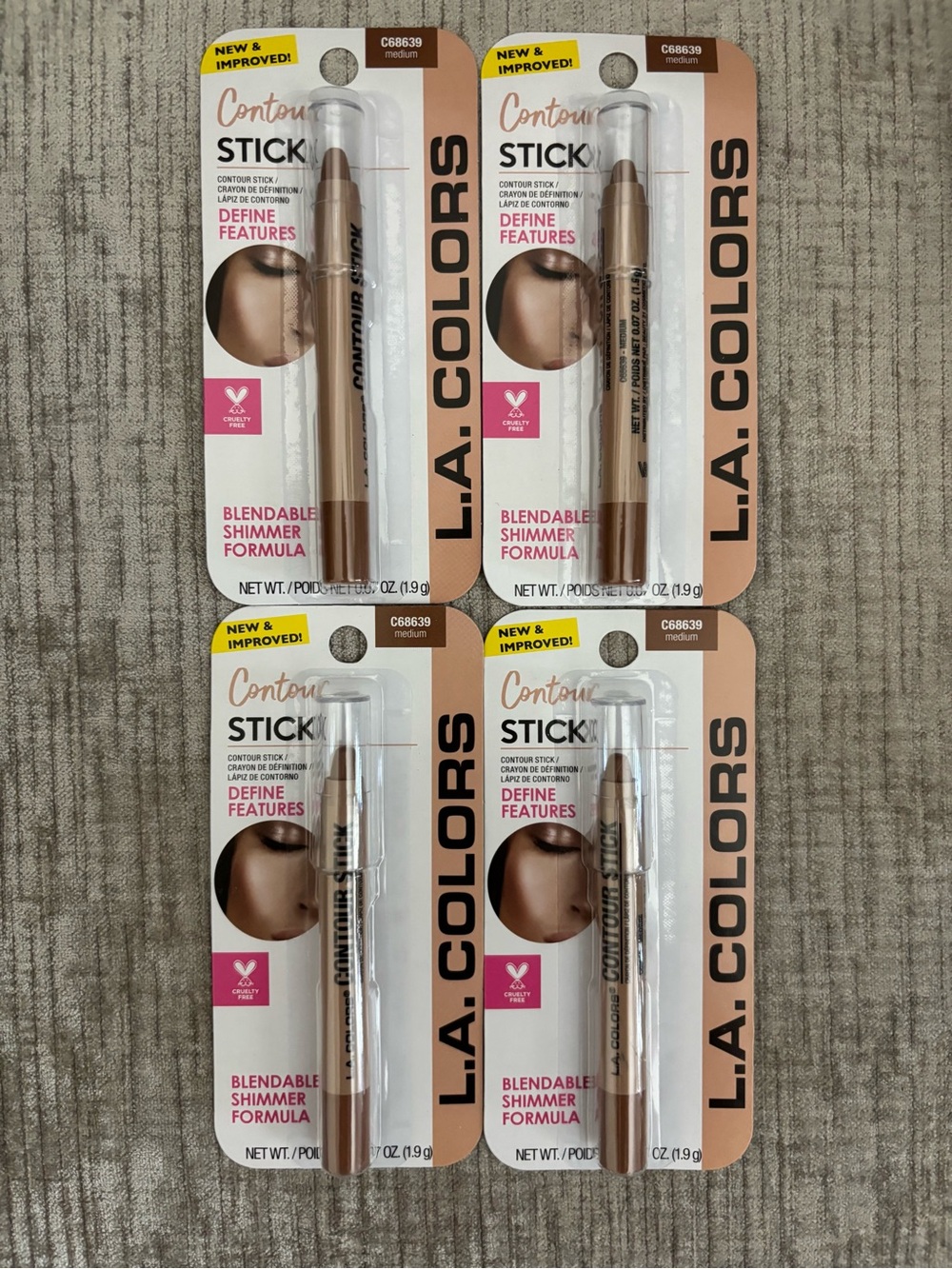 L.A. Colors Contour Stick Medium Lot of 4 New Blendable Shimmer